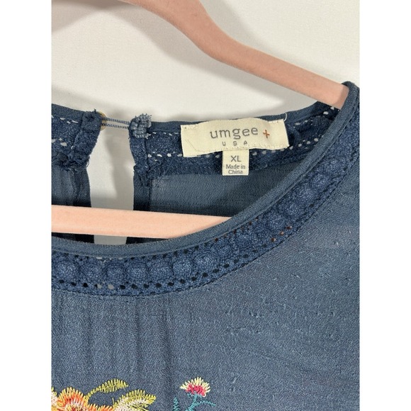 Umgee Women's Floral Embroidered Tunic Size XL Off-shoulders Boho Peasant Hippie - Picture 4 of 8